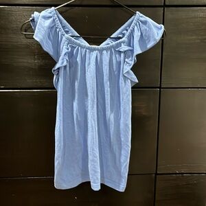 J.Crew girls Size 10 blue shirt with partly open back and flutter sleeves